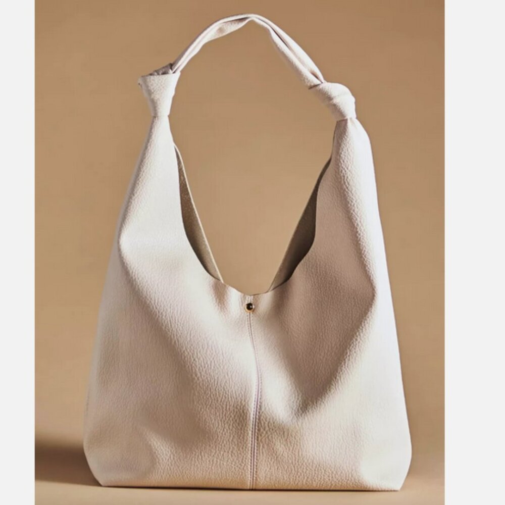 Anthropologie The Love Knot Slouchy Bag Cream Hobo Handbag Purse Pocketbook NWT - Picture 2 of 6